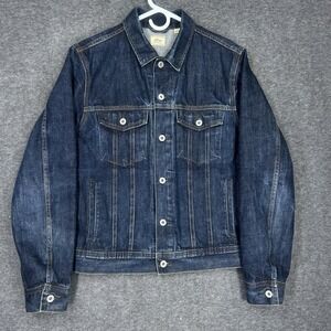 J.Crew Rigid Denim Jacket Mens Medium Dark Wash Trucker E1323